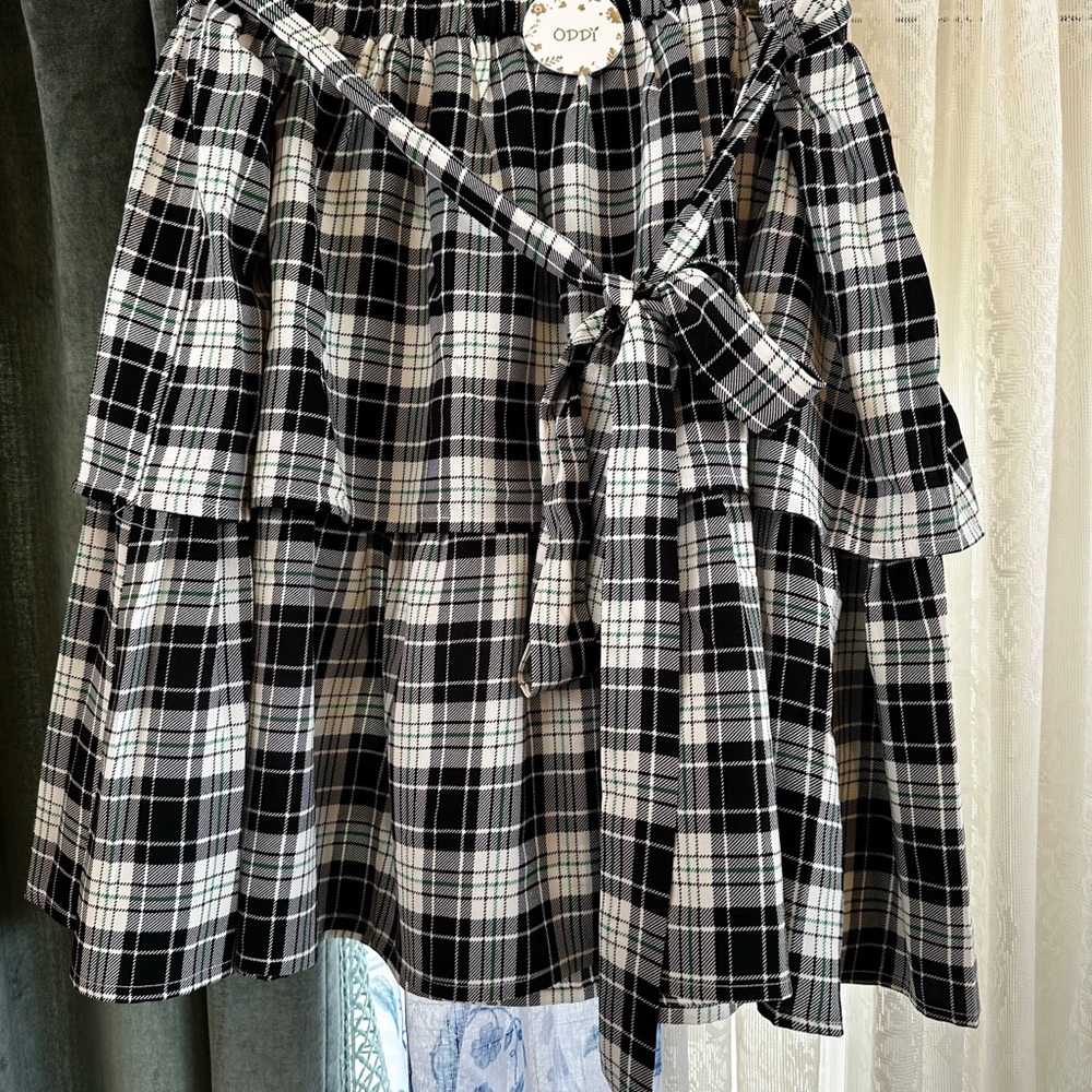ODDY Black and White Plaid 3XL Skirt from Chic Soul Boutique